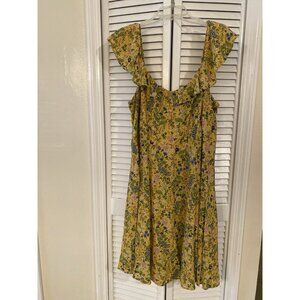 Old Navy Sleeveless Cami Summer Dress Women’s Sz XL Yellow Floral Smocked Back